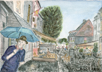 Honfleur, Altstadt im Regen