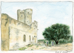 Abbaye Mont Majour, Aquarell 12 x 17 cm